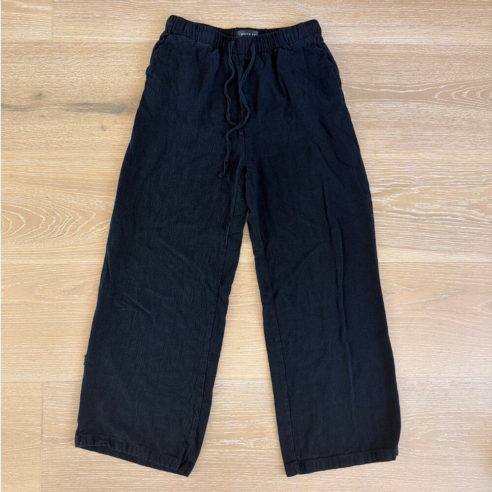 White Fox Pants Drawstring Waist Size XS Black